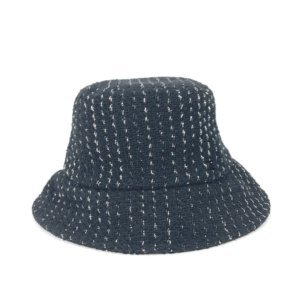 シャネル CHANEL ラメ CC ココマーク 23P ハット帽 帽子 バケットハット ボブハット ハット コットン ブラック 未使用