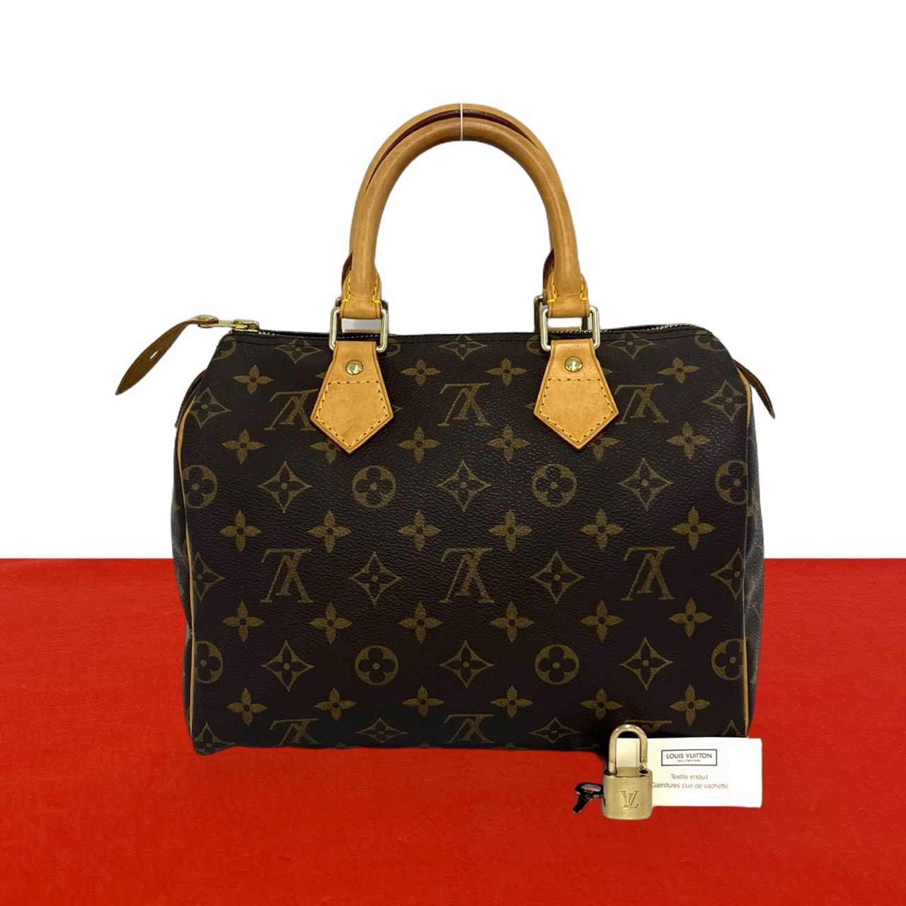 LOUIS VUITTON ルイヴィトン スピーディ 25 モノグラム レザー PVC ハンドバッグ ブラウン
 25616