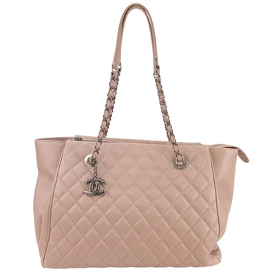 CHANEL シャネル マトラッセ チェーントートバッグ ココマーク チェーン付き トートバッグ ラムスキン ピンク レディース【中古】