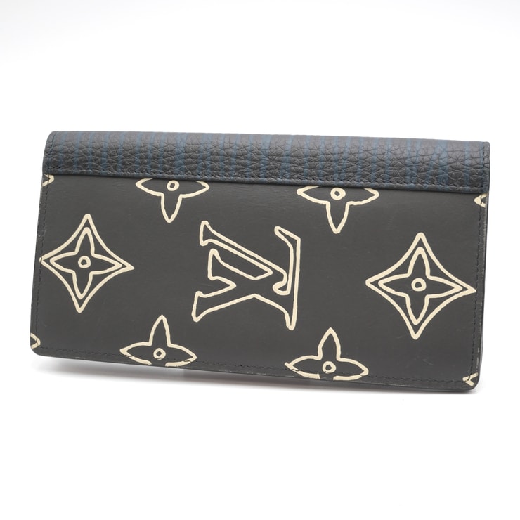 LOUIS VUITTON(ルイ・ヴィトン)ポルトフォイユ・ブラザ パッチワーク モノグラム・エクリプス 長財布 ブラック ブルー メンズ M69700【中古】