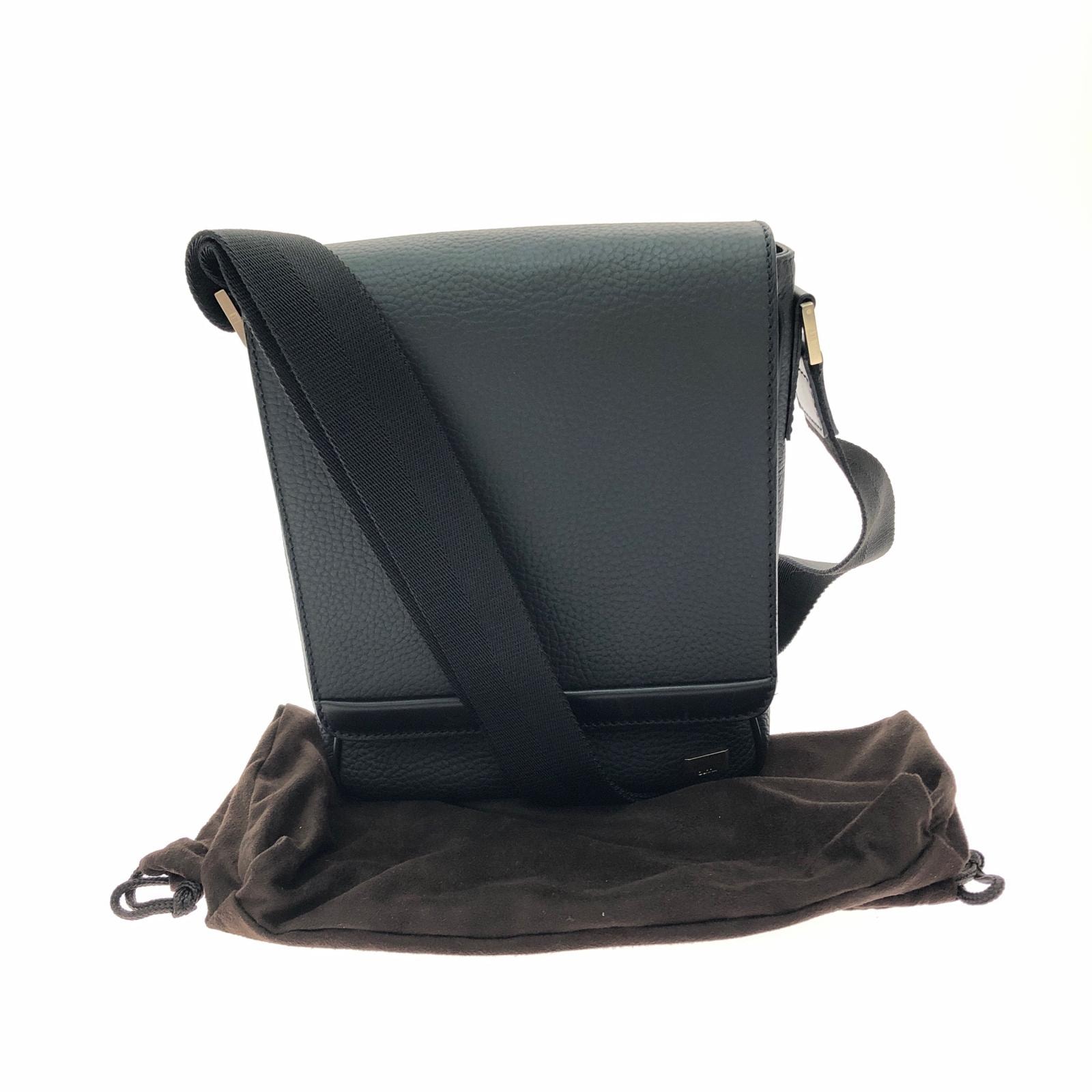 dunhill ダンヒル メンズ ショルダーバッグ ボディバッグ メッセンジャーバッグ オールレザー シボ革 ブラック