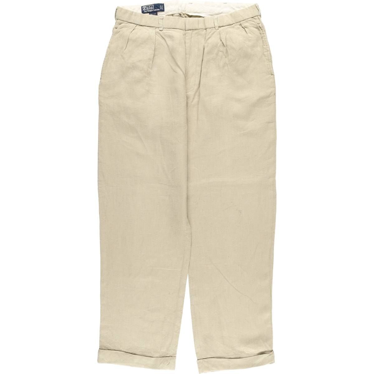 古着 ラルフローレン Ralph Lauren POLO by Ralph Lauren ツータック リネンパンツ スラックス メンズw34相当/eaa577931