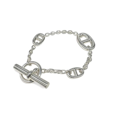 HERMES 美品 エルメス シェーヌダンクル ニュー ファランドール 16cm AG925 シルバー アクセサリー ブレスレット バングル ABランク 中古 鑑定済 エルメスアクセ