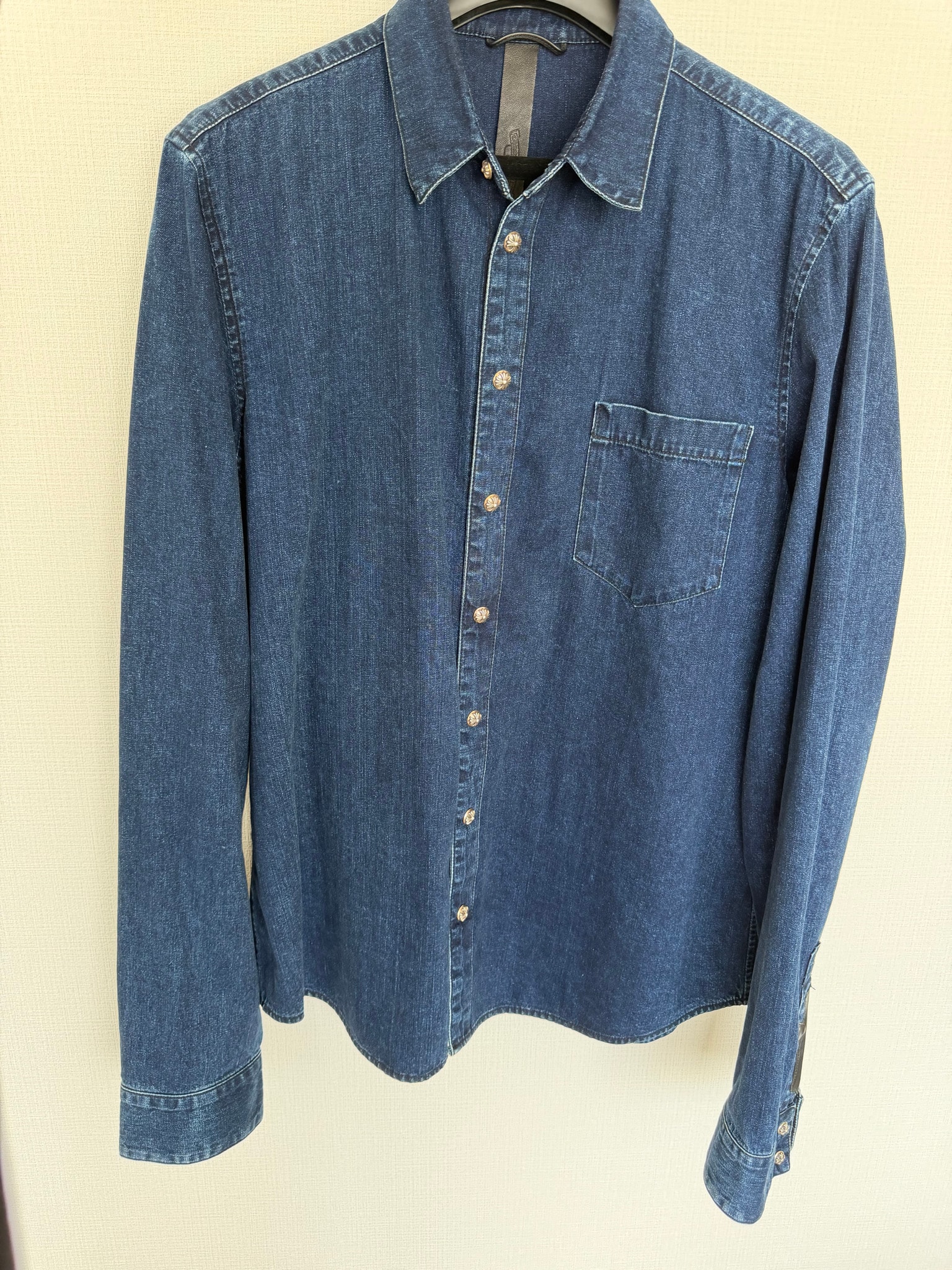 Chrome Hearts Loose Ends Denim L/S Shirt with Sleeve Cross Patch "Indigo/Silver"