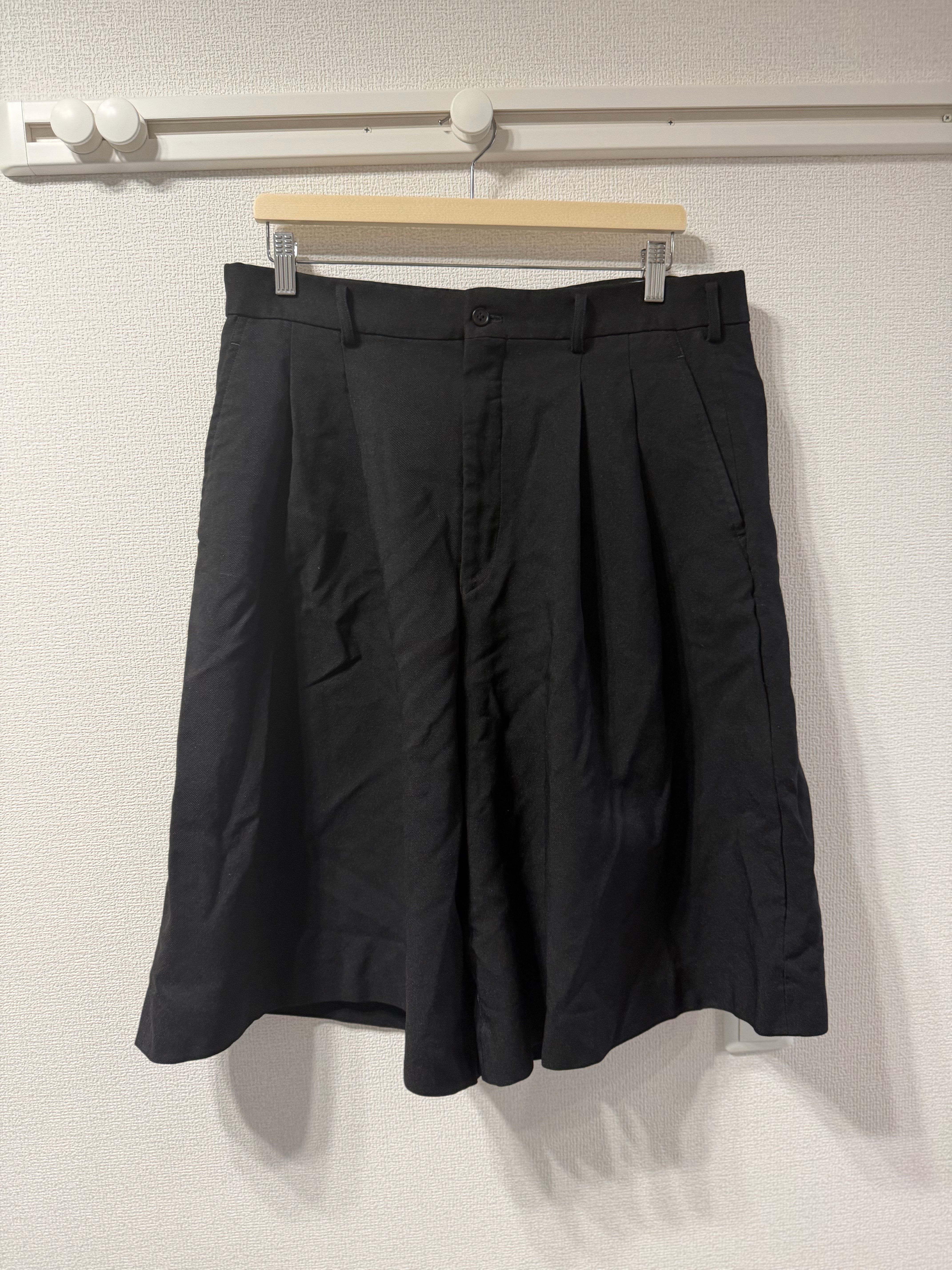COMME des GARCONS HOMME PLUS Medium Polyester Gabardine Garment Treated Shorts "Black"