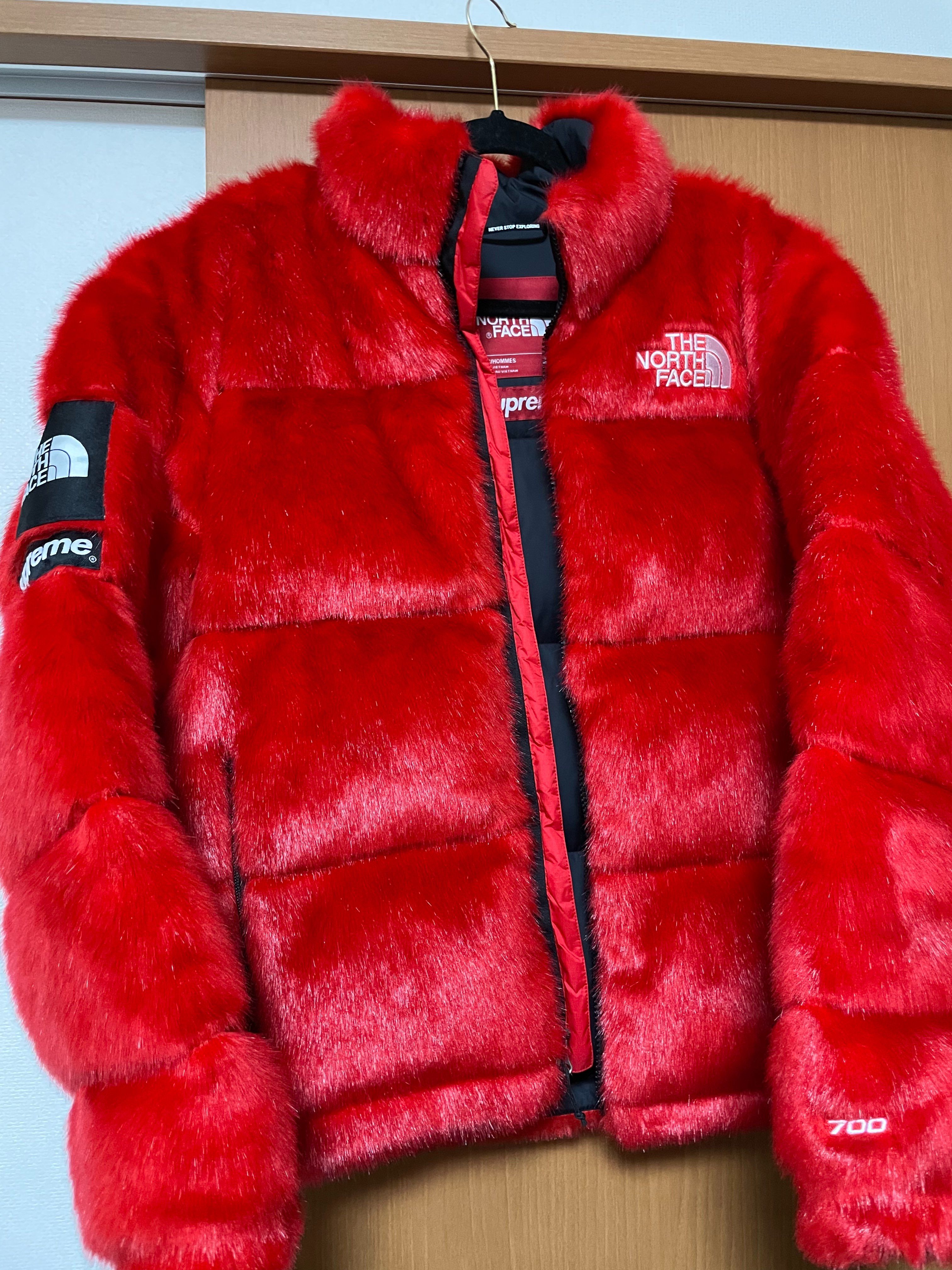 Supreme x The North Face Faux Fur Nuptse Jacket "Red"