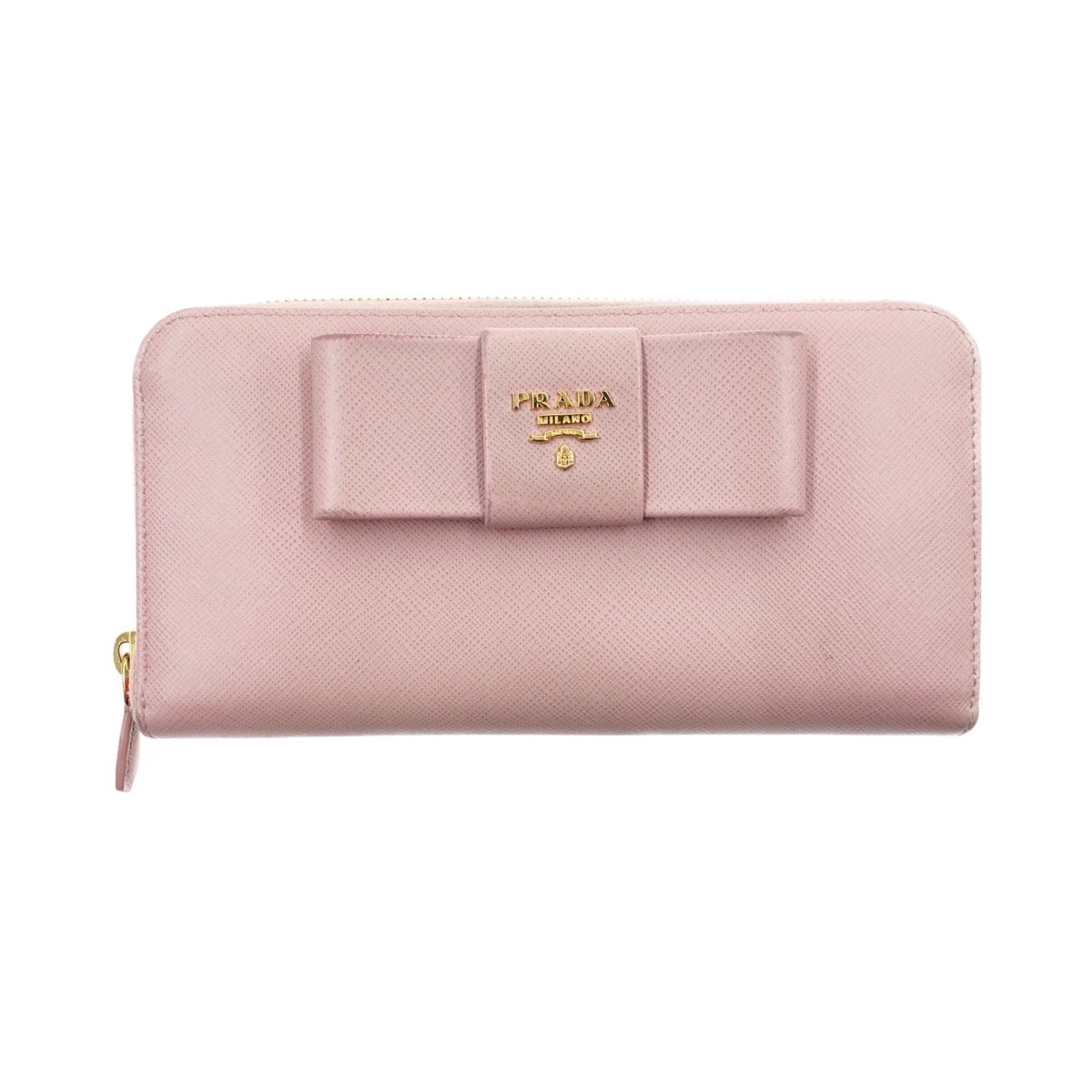 PRADA プラダ サフィアーノ リボン ラウンドファスナー 長財布 1ML506ZTM ピンク