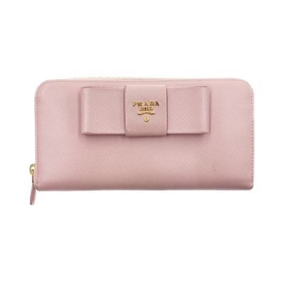 PRADA プラダ サフィアーノ リボン ラウンドファスナー 長財布 1ML506ZTM ピンク