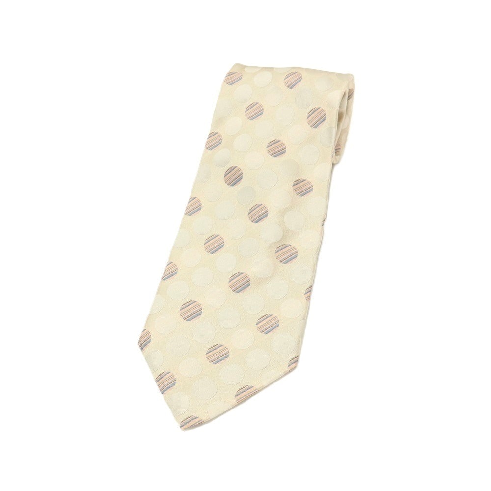 【中古】ポールスミスコレクション PAUL SMITH COLLECTION シルク ジャカード ドット柄ネクタイ ライトベージュ【メンズ】