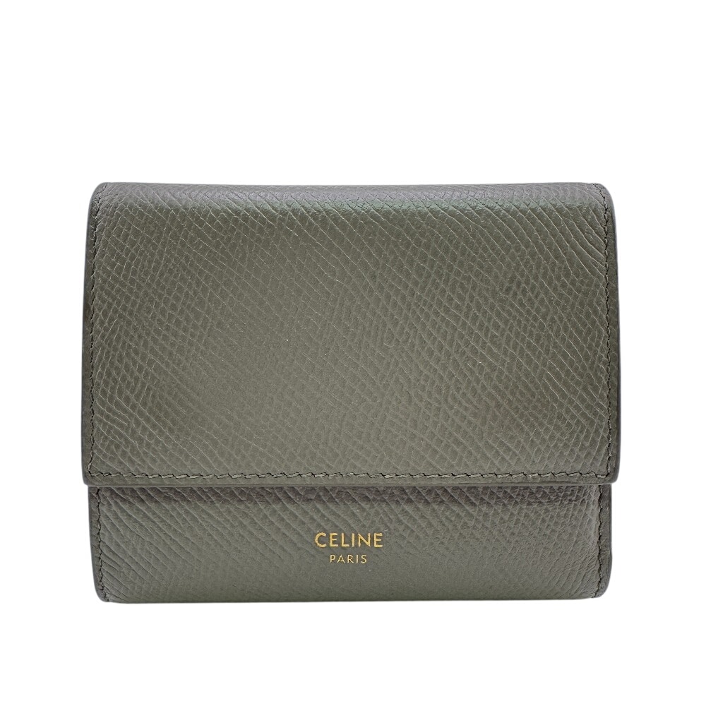セリーヌ CELINE 三つ折り財布 ロゴ スモール トリフォールド コンパクトウォレット グレージュ