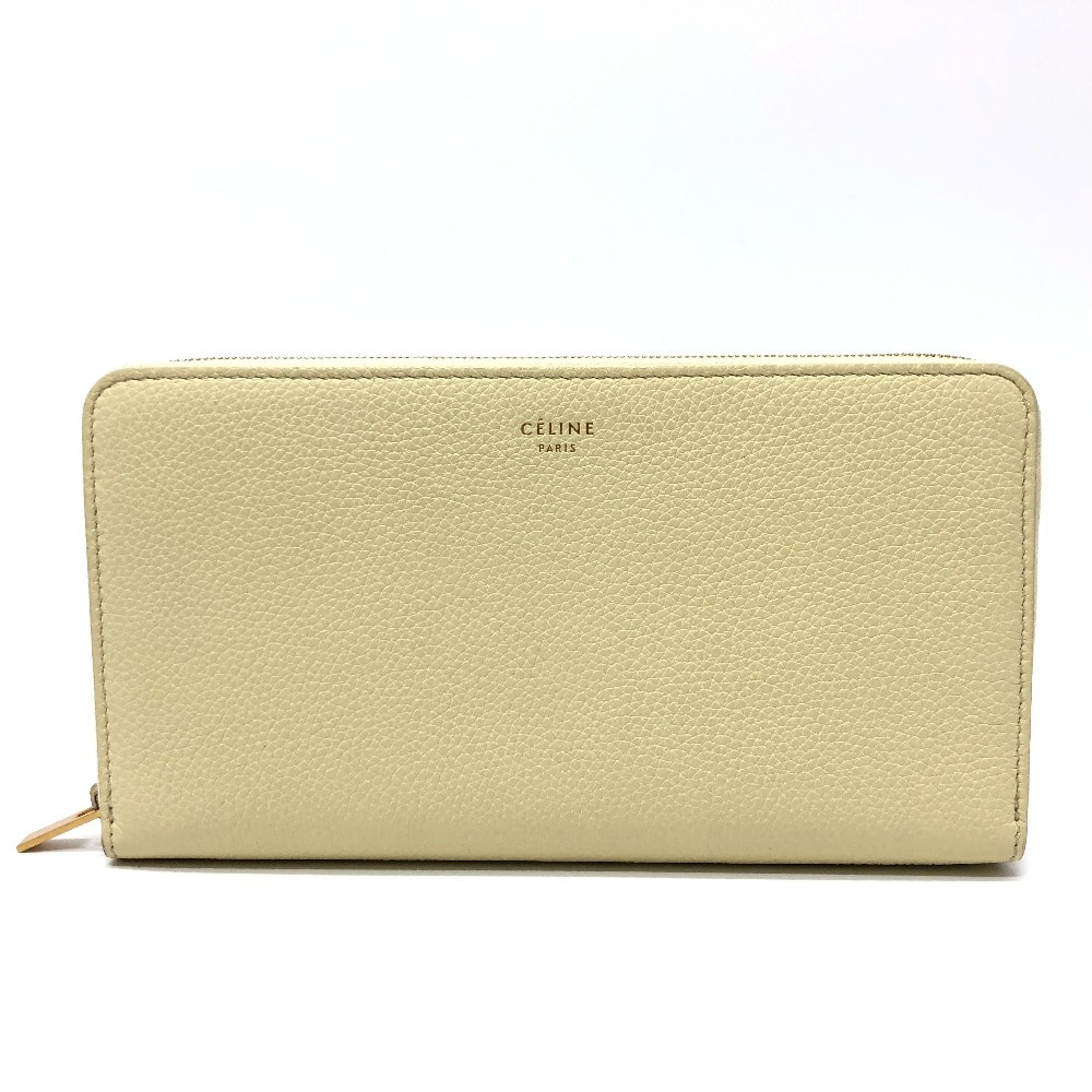 セリーヌ CELINE ロングウォレット ラウンドファスナー 長財布 レザー ベージュ系