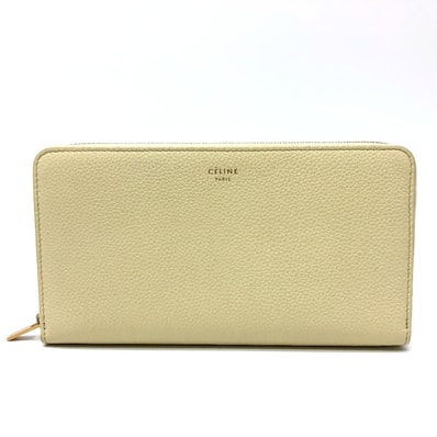 セリーヌ CELINE ロングウォレット ラウンドファスナー 長財布 レザー ベージュ系