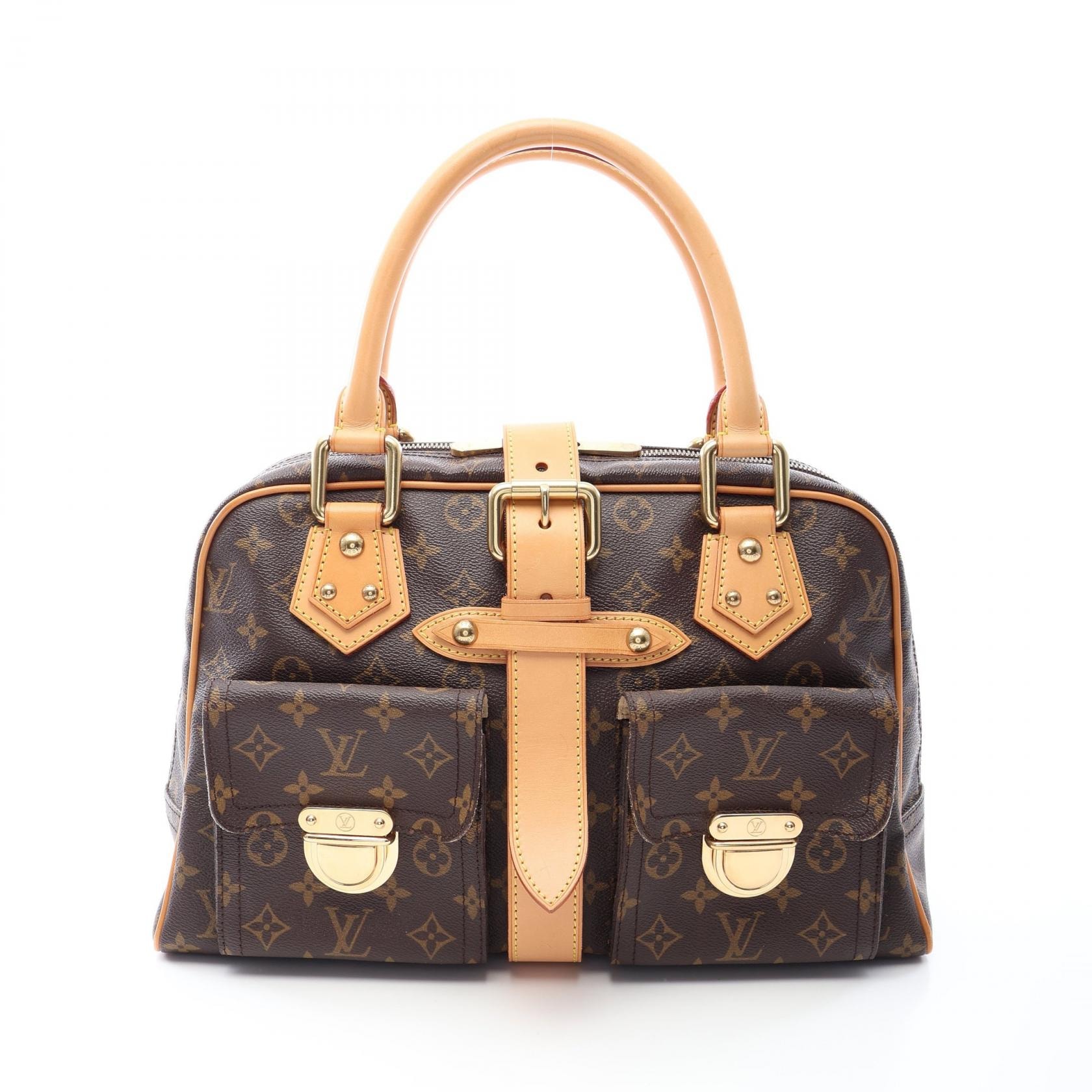 ルイ・ヴィトン LOUIS VUITTON マンハッタンGM ハンドバッグ バッグ PVCコーティングキャンバス レザー モノグラム レディース ブラウン系 M40025 【中古】