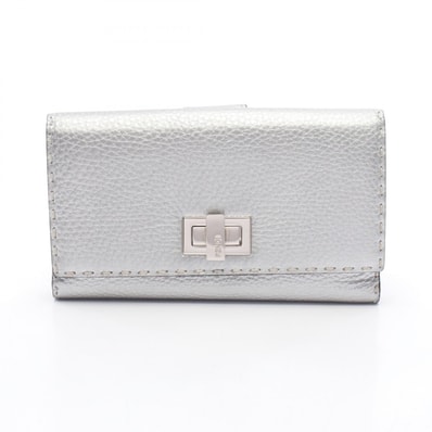 フェンディ FENDI ピーカブー セレリア 二つ折り長財布 財布 レザー レディース シルバー系 8M0308 【中古】