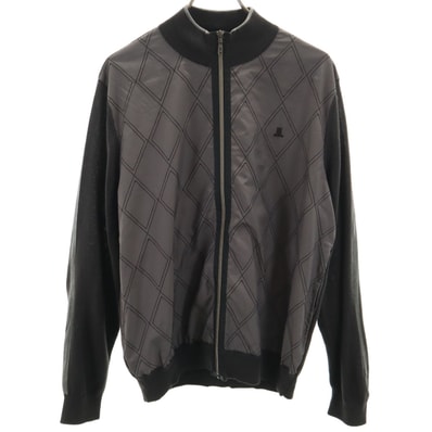 LANVIN SPORT ランバンスポール ダイヤ柄 ニットジャケット 42 チャコールグレー