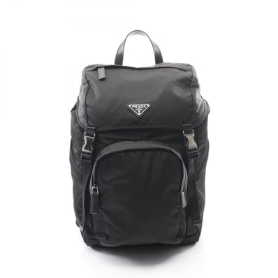 プラダ PRADA Re-Nylon リュックサック バックパック バッグ ナイロン サフィアーノレザー メンズ ブラック系 2VZ135 【中古】