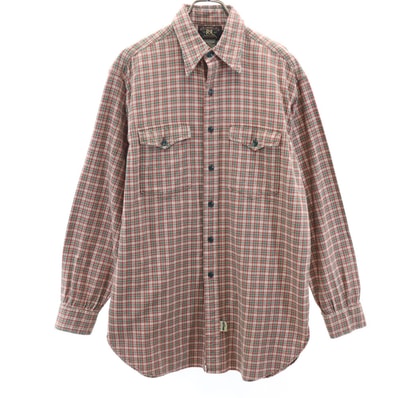 RRL ダブルアールエル 90s 初期タグ 赤3星 オールド 長袖 チェックシャツ S 赤茶 他 RALPH LAUREN ラルフローレン