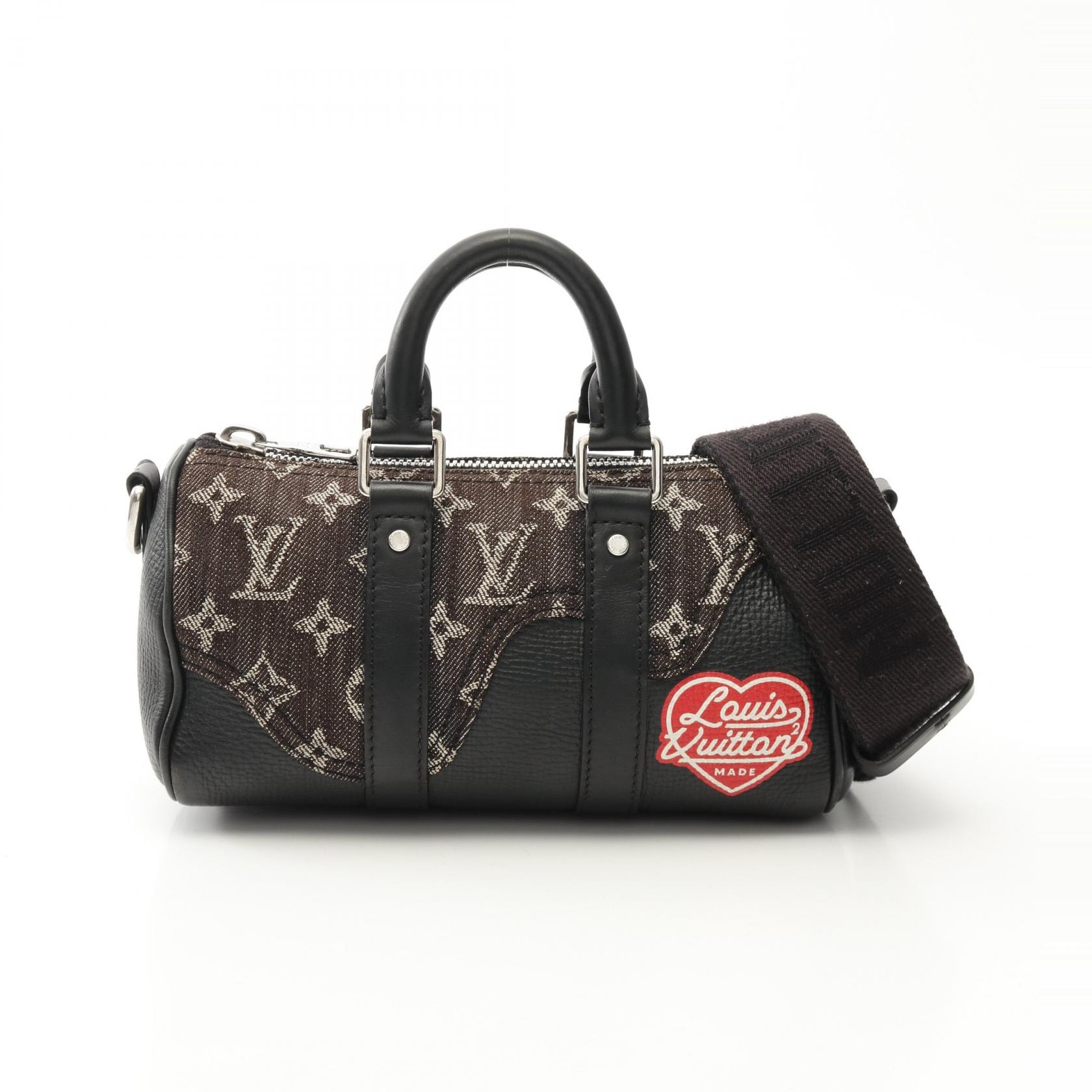 ルイ・ヴィトン LOUIS VUITTON LOUIS VUITTON × NIGO キーポル XS ハンドバッグ バッグ キャンバス レザー モノグラム・デニム ノワール メンズ ブラック系 M81010 【中古】