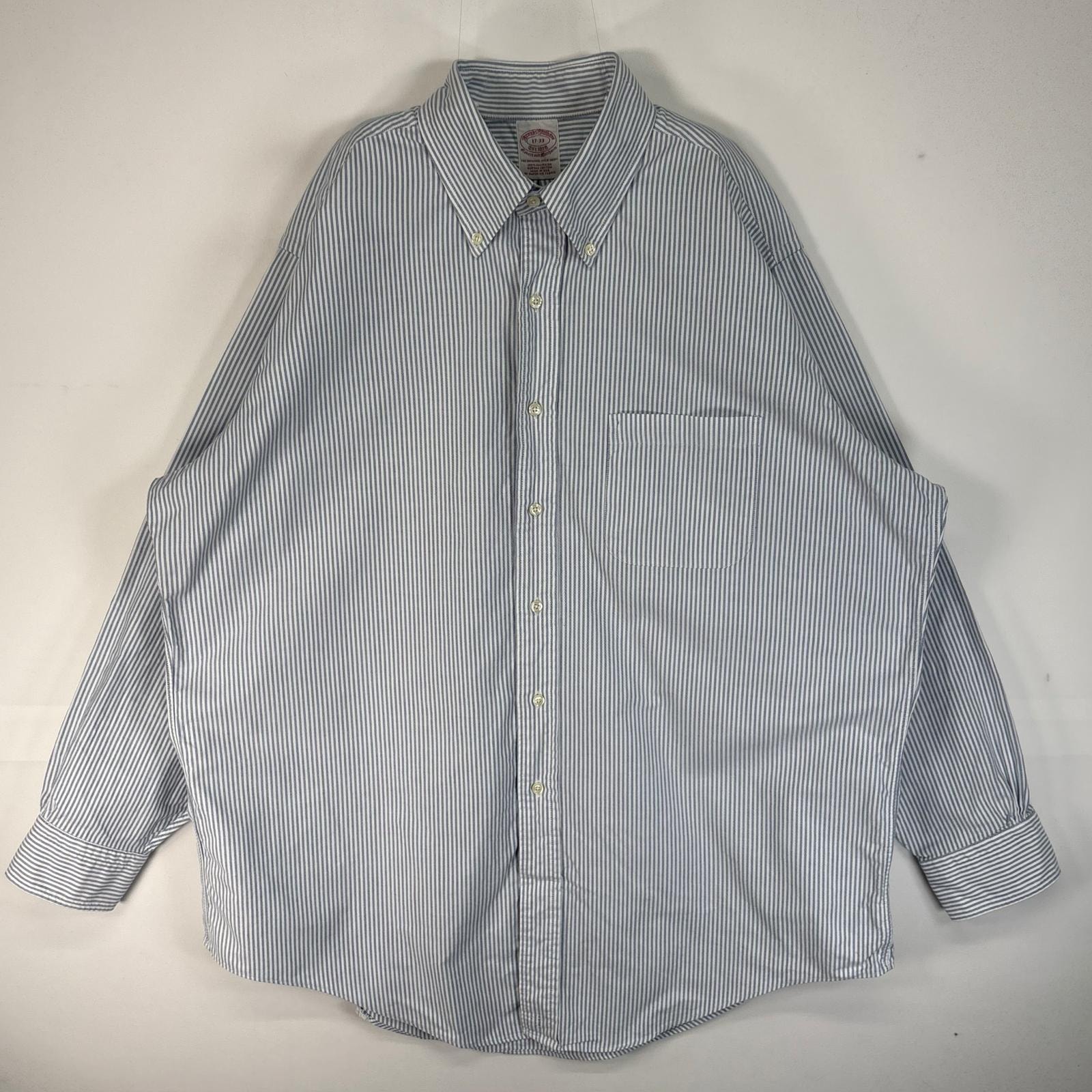 古着 ブルックスブラザーズ Brooks Brothers 長袖シャツ ボタンダウン MAKERS USA製 XL  ブルー系 ストライプ メンズ