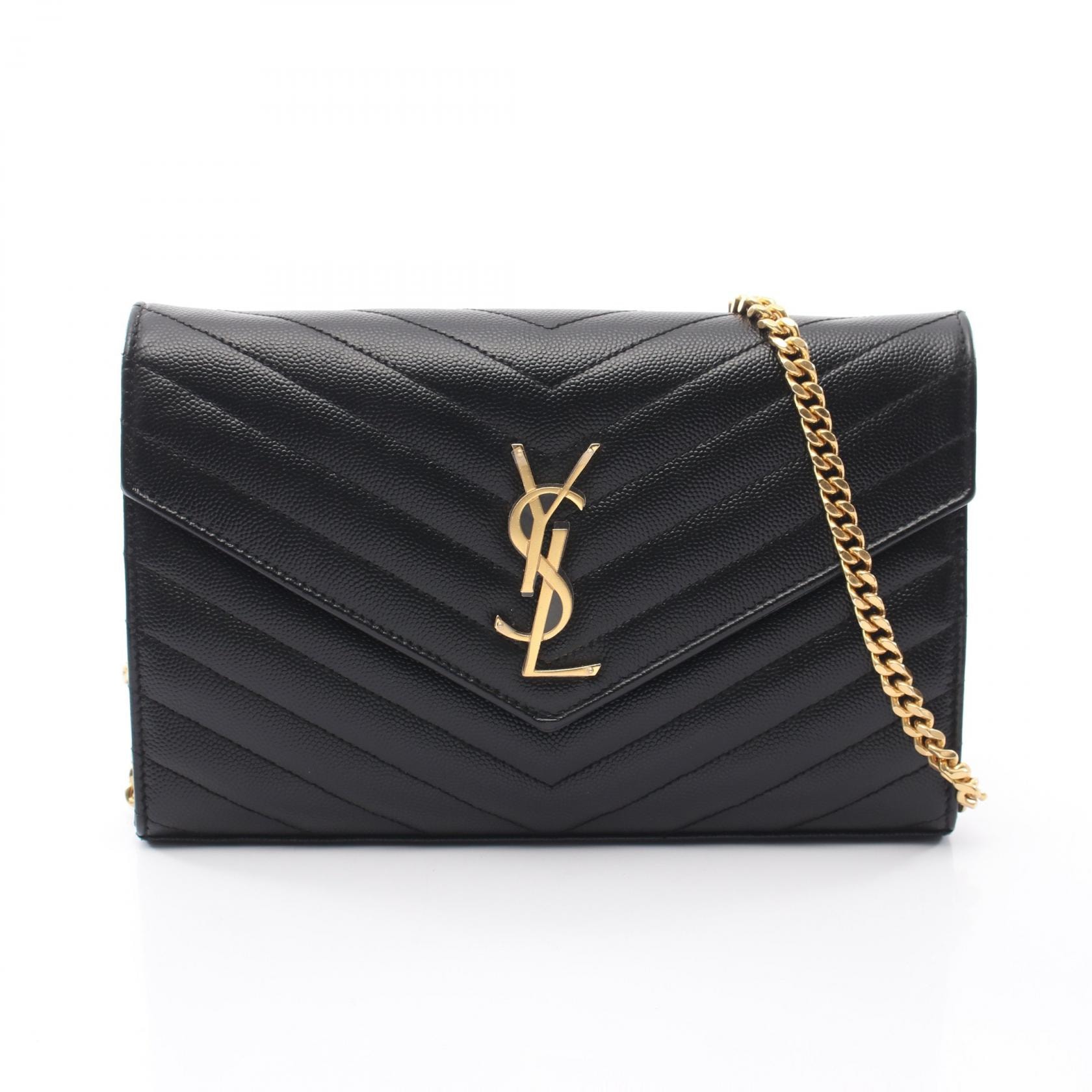 サンローランパリ SAINT LAURENT PARIS カサンドラ クラシック ショルダーバッグ バッグ レザー レディース ブラック系 377828 【中古】