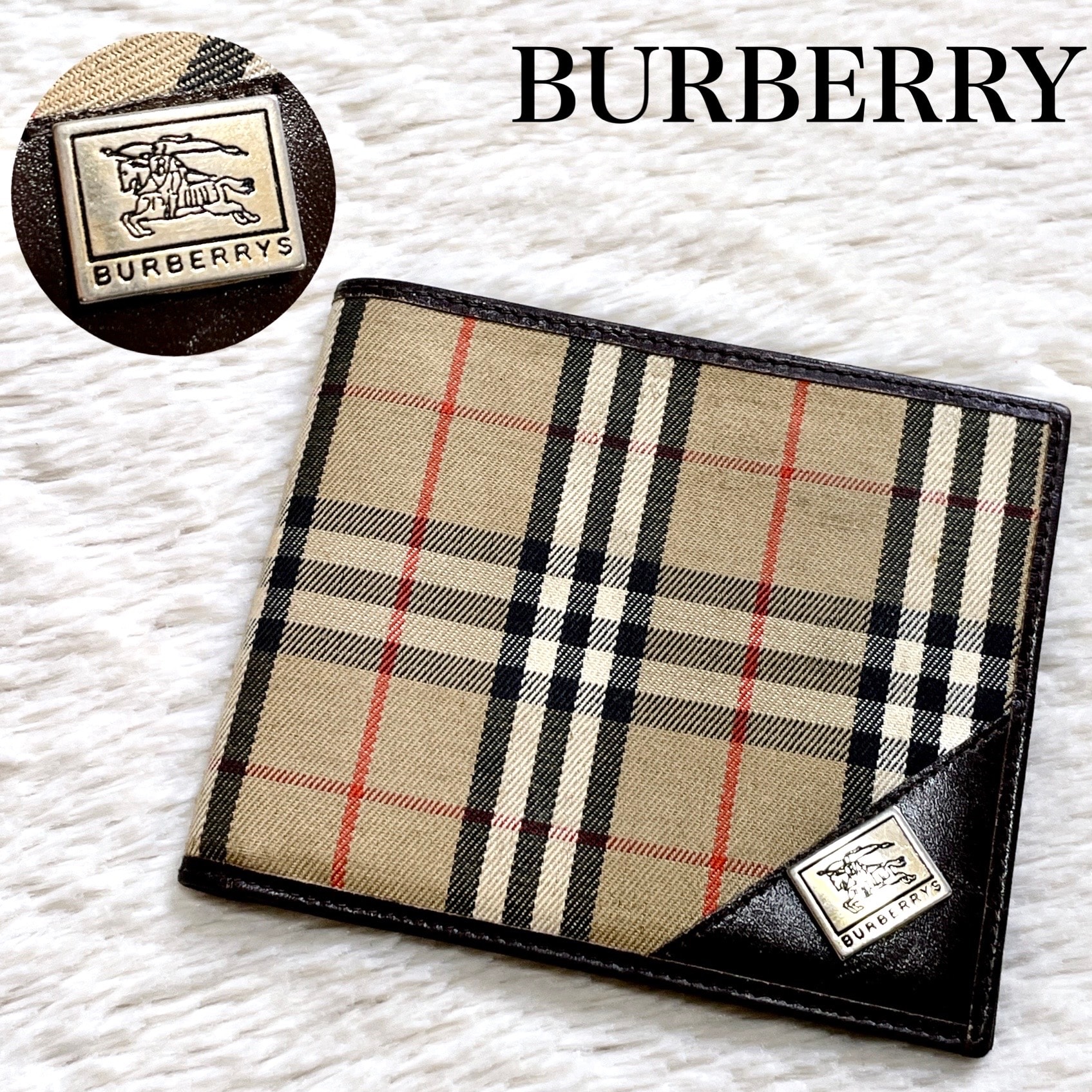 BURBERRY バーバリー ホースロゴ ノバチェック 折り財布 レザー 総柄