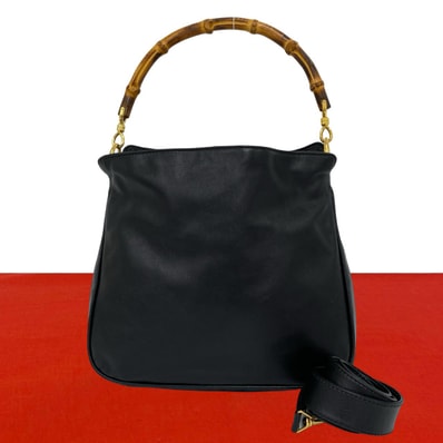 GUCCI グッチ バンブー レザー ショルダーバッグ ブラック
09353