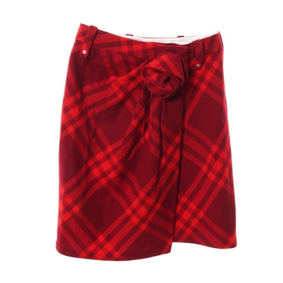 バーバリー BURBERRY チェック スカート 衣料品 ボトムス ウール レディース レッド系 【中古】