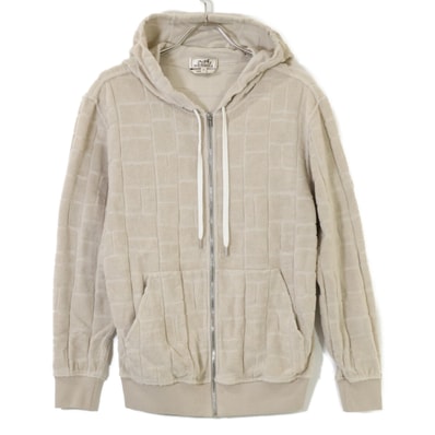 エルメス ベージュ コットン タオル地 ジップパーカー XS