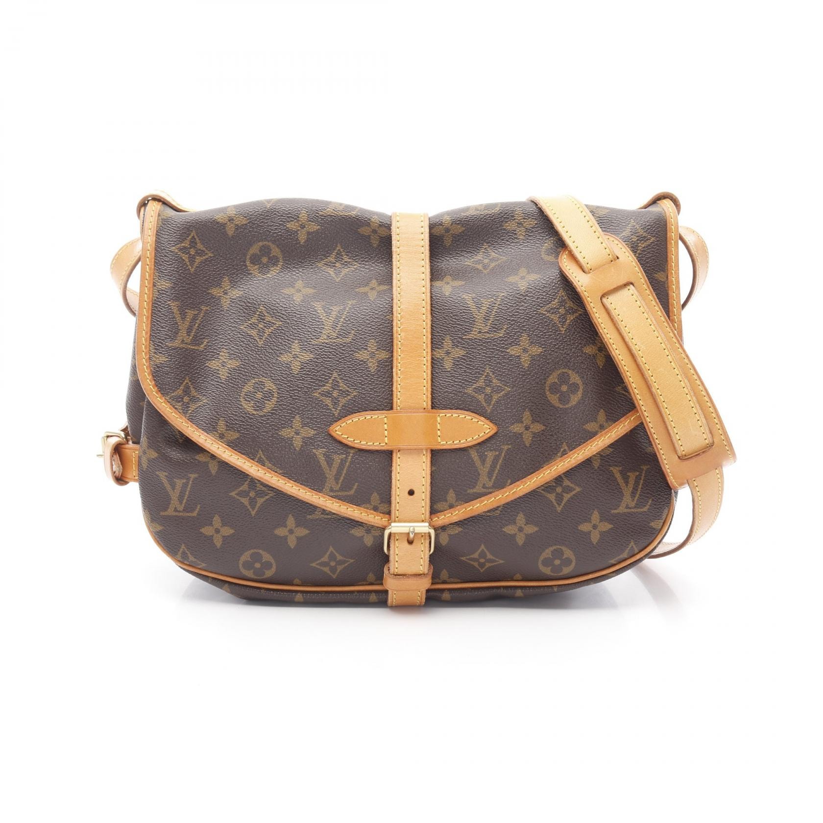 ルイ・ヴィトン LOUIS VUITTON ソミュール30 ショルダーバッグ バッグ PVCコーティングキャンバス レザー モノグラム レディース ブラウン系 M42256 【中古】