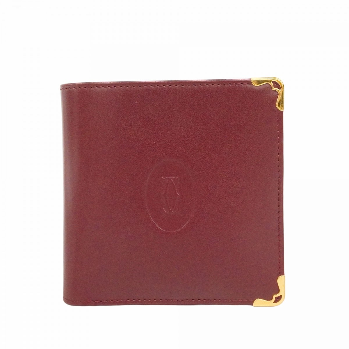【6dc3731】カルティエ 財布 マスト レザー ボルドー ゴールド金具【中古】メンズ