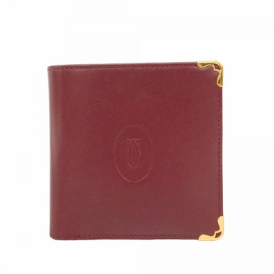 【6dc3731】カルティエ 財布 マスト レザー ボルドー ゴールド金具【中古】メンズ