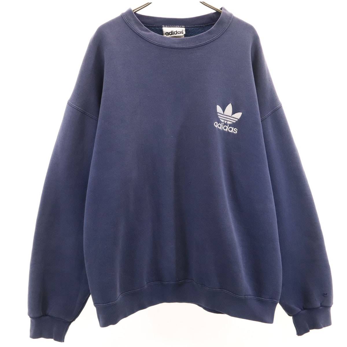 adidas アディダス 90s USA製 オールド トレフォイルロゴ 長袖 スウェット トレーナー L ネイビー