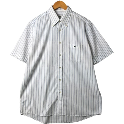 古着 ラコステ LACOSTE ストライプ柄 半袖 ボタンダウン ストライプシャツ メンズL相当/eaa561077