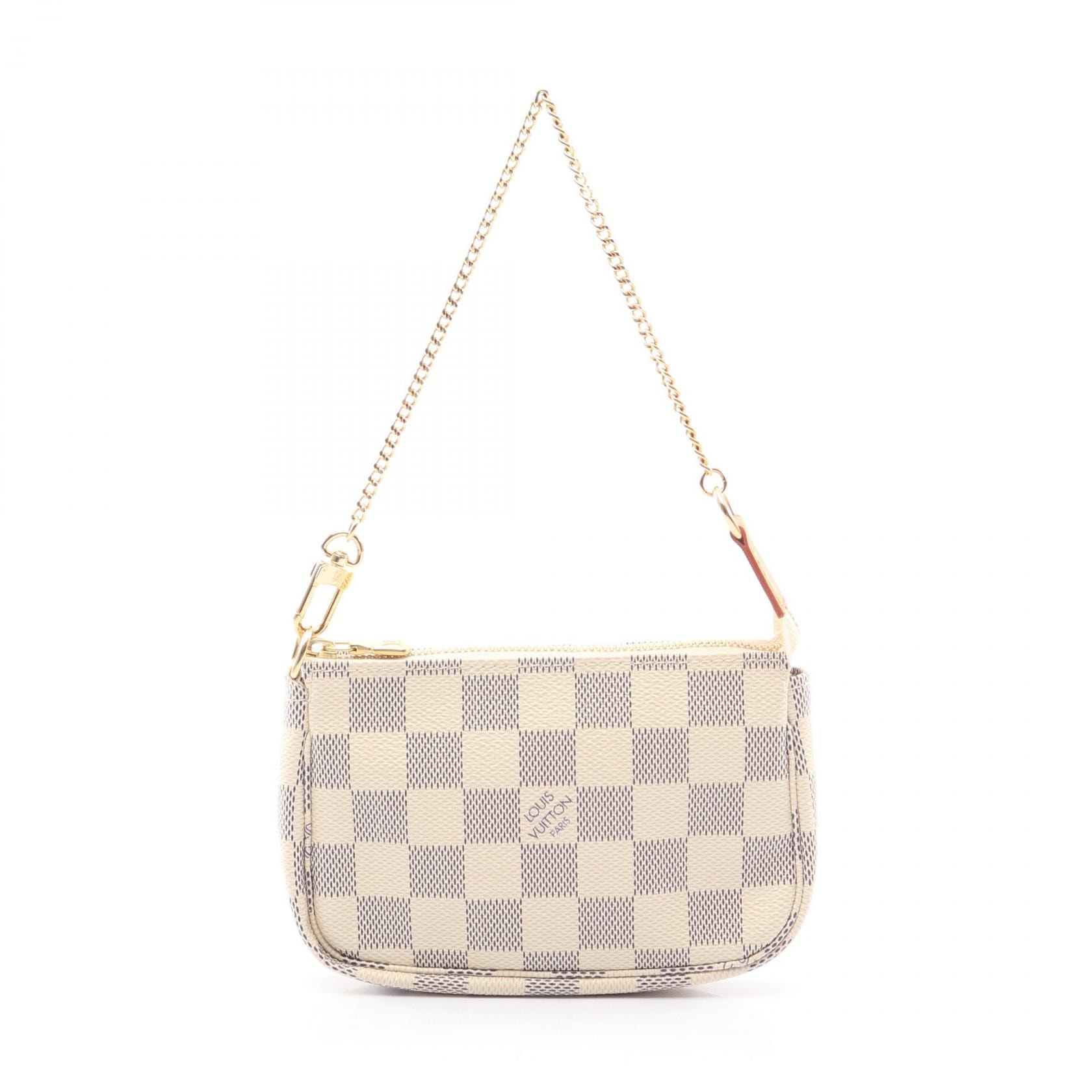 ルイ・ヴィトン LOUIS VUITTON ミニポシェット アクセソワール ハンドバッグ バッグ PVCコーティングキャンバス ダミエ・アズール レディース ホワイト系 N58010 【中古】