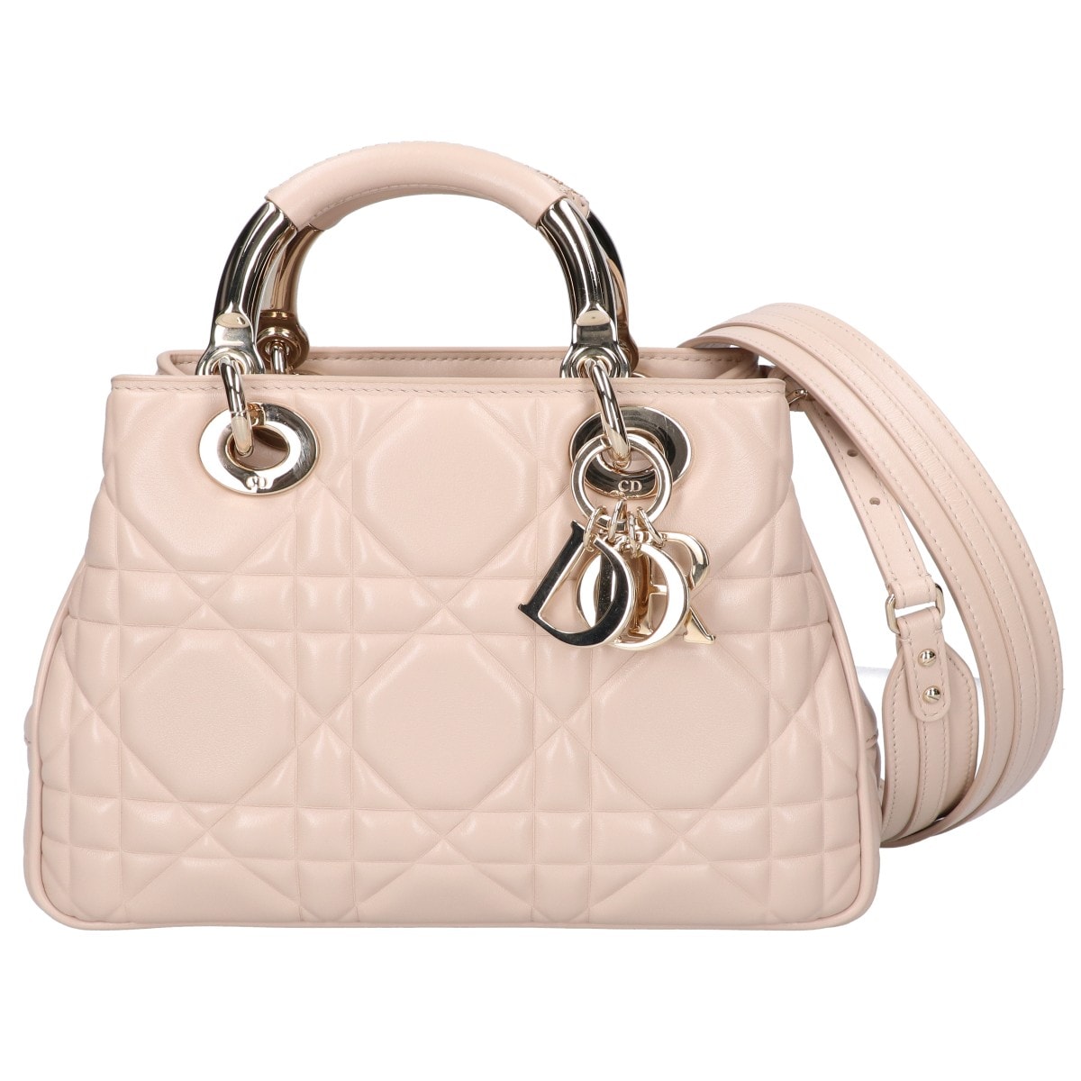 クリスチャンディオール 美品 LADY 95.22 スモール カナージュ ラムスキン 2WAY