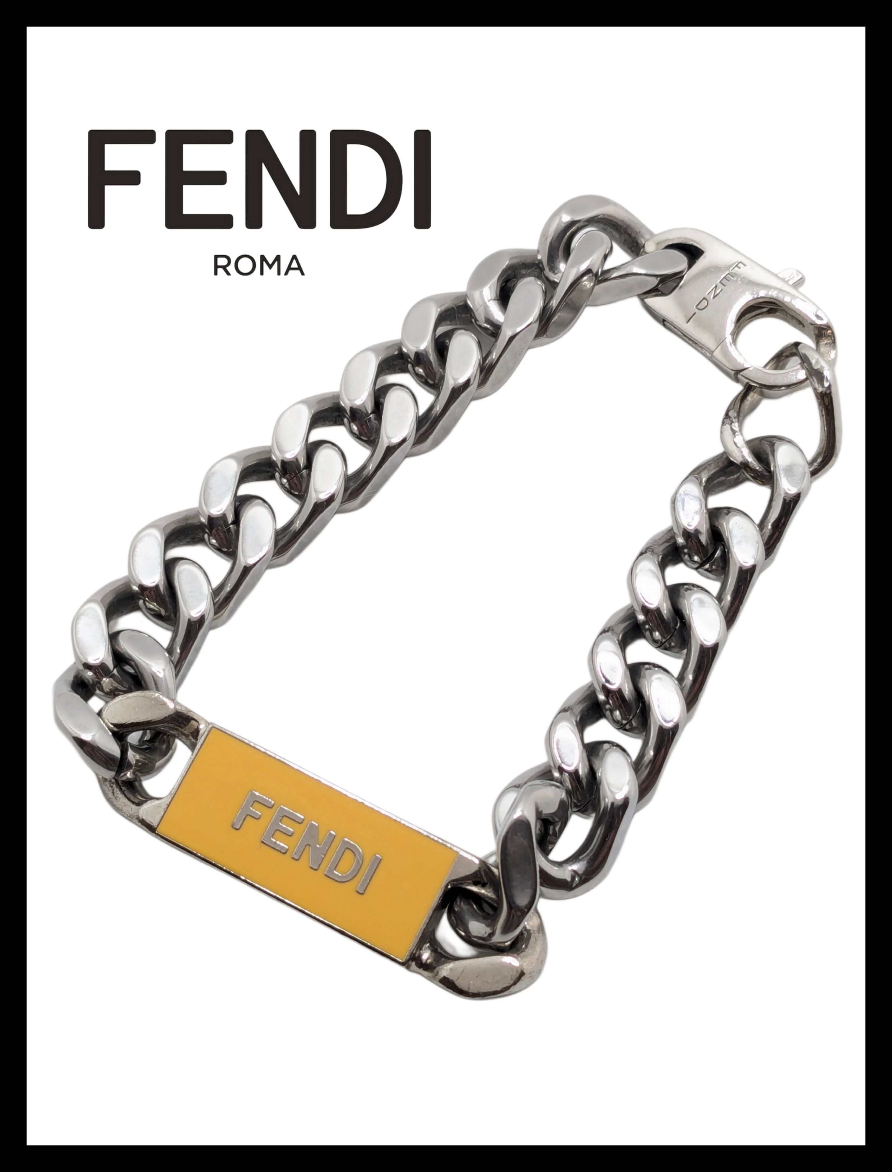 フェンディ FENDI チェーンリンクブレスレット喜平 シルバーイエロー