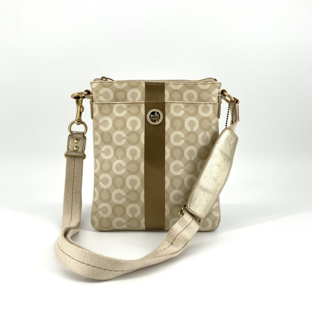 COACH(コーチ) ウェイバリー コーテッド キャンバス 43625 ショルダーバッグ ベージュ×ゴールド