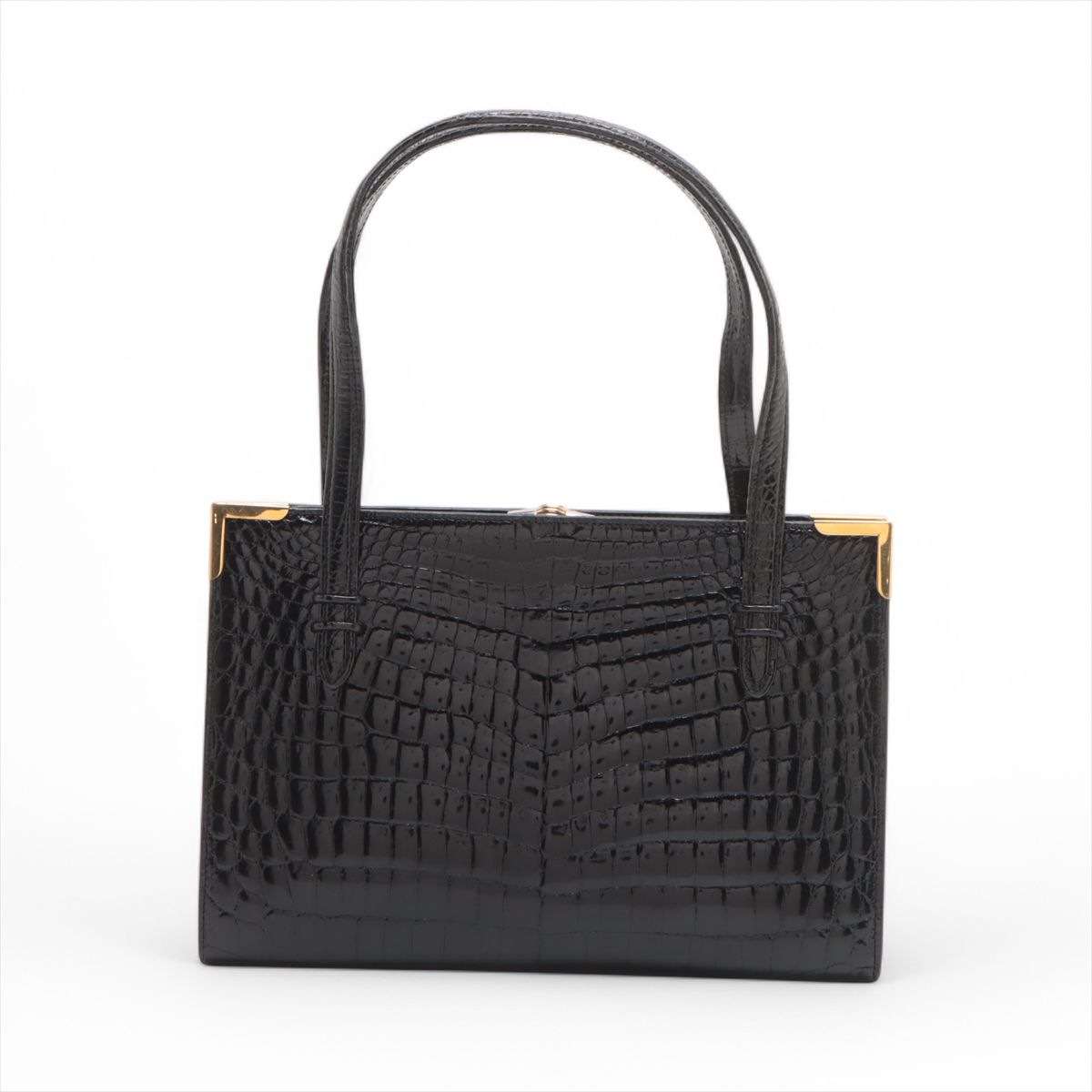 ■美品 グッチ オールドハンドバッグ クロコダイル レザー