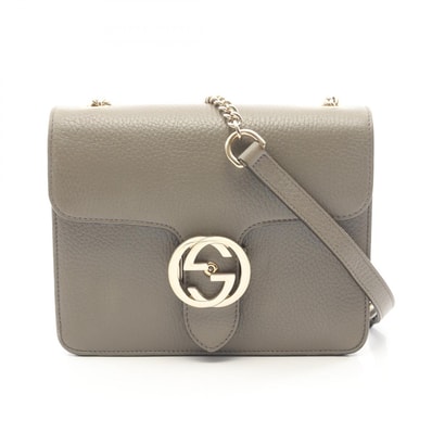 グッチ GUCCI インターロッキングG ショルダーバッグ バッグ レザー レディース グレー系 510304 【中古】