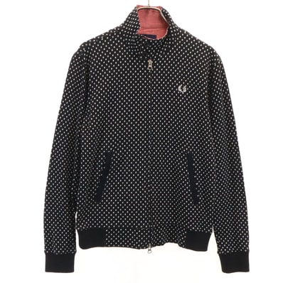 FRED PERRY フレッドペリー 日本製 ドット柄 ニットジャケット S ブラック 水玉