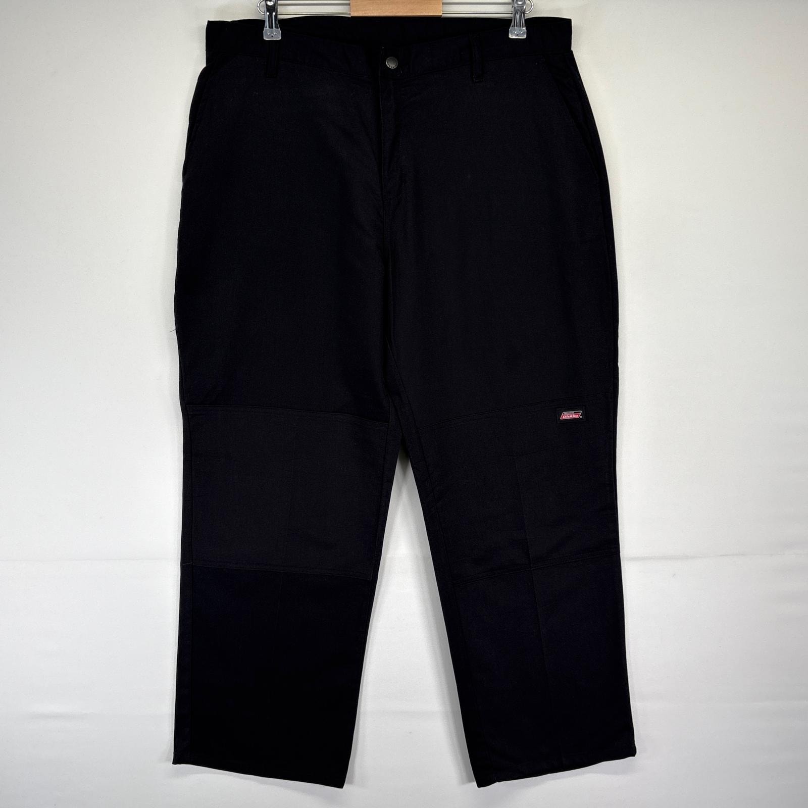 古着 ディッキーズ Dickies ワークパンツ ワンポイントロゴ 長ズボン 大きいサイズ ダブルニー  ブラック メンズ