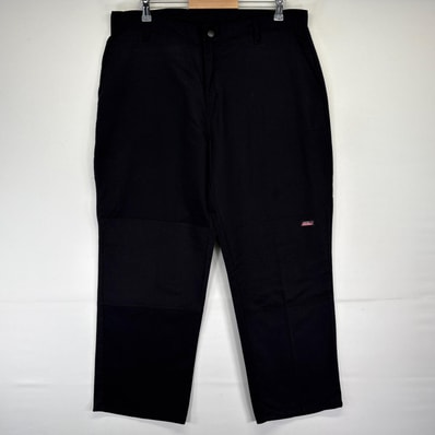 古着 ディッキーズ Dickies ワークパンツ ワンポイントロゴ 長ズボン 大きいサイズ ダブルニー ブラック メンズ