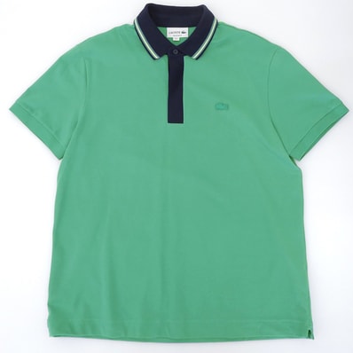 ラコステ 美品 コットン混 ボーダーカラー 1933 ポロシャツ トップス メンズ グリーン L PH6238 L