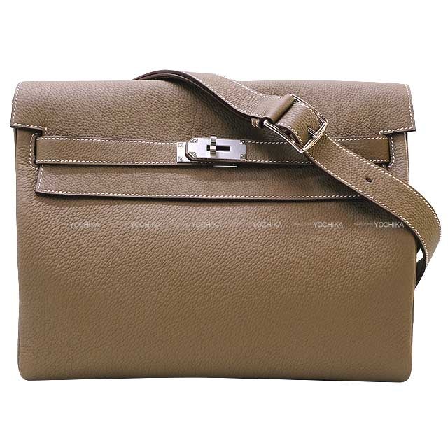 HERMES エルメス ショルダーバッグ ケリー メッセンジャー 32 GM エトープ (エトゥープ) トゴ シルバー金具 K刻印 新品