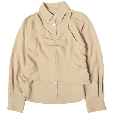 RBS Ray BEAMS アールビーエス レイビームス 24AW キャミレイヤードシャツ 61-11-0524-111 ONE SIZE BEIGE サンプル品 長袖 ブラウス トップス g27343