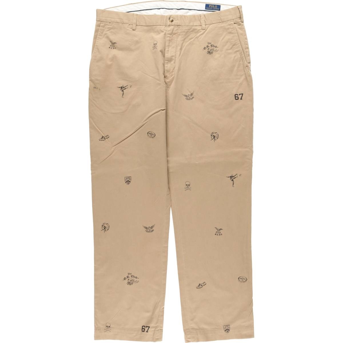 古着 ラルフローレン Ralph Lauren POLO RALPH LAUREN STRETCH CLASSIC FIT 総柄 ドクロ柄 スカル柄 チノパンツ メンズw39相当/eaa663445
