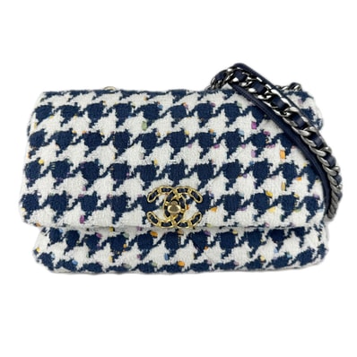 シャネル CHANEL ショルダーバッグ パイル ネイビー/ホワイト レディース【中古】 z9152
