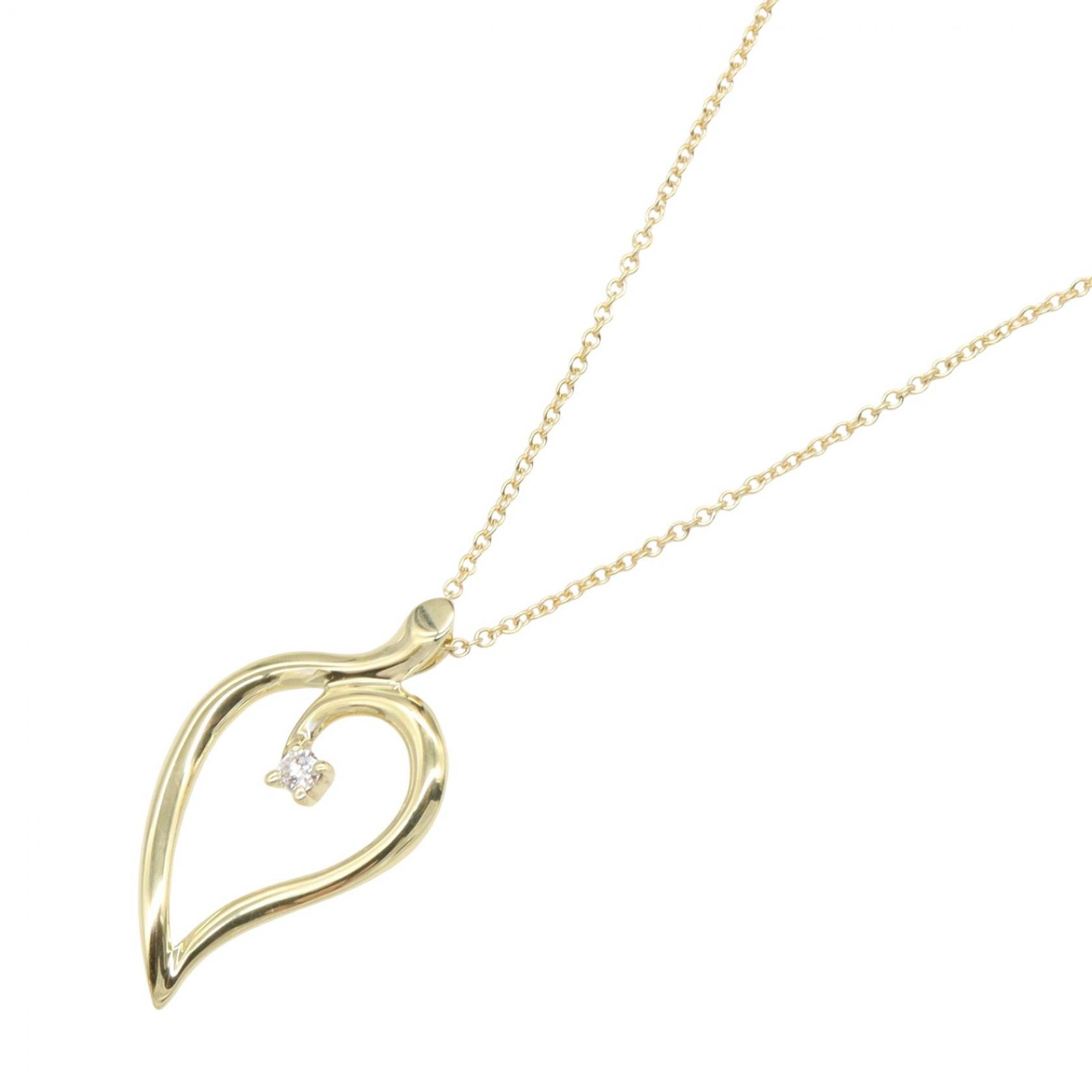 ティファニー TIFFANY&CO リーフ ネックレス ダイヤ ネックレス ジュエリー K18(イエローゴールド) ダイヤモンド レディース ゴールド系 / クリア系 【中古】