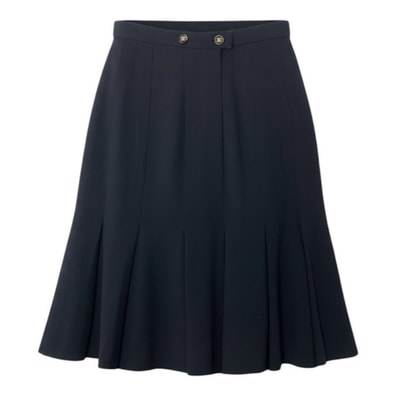 CHANEL シャネル CHANEL BOUTIQUE CCロゴ ネイビー ウール プリーツスカート A3-00238 【中古】