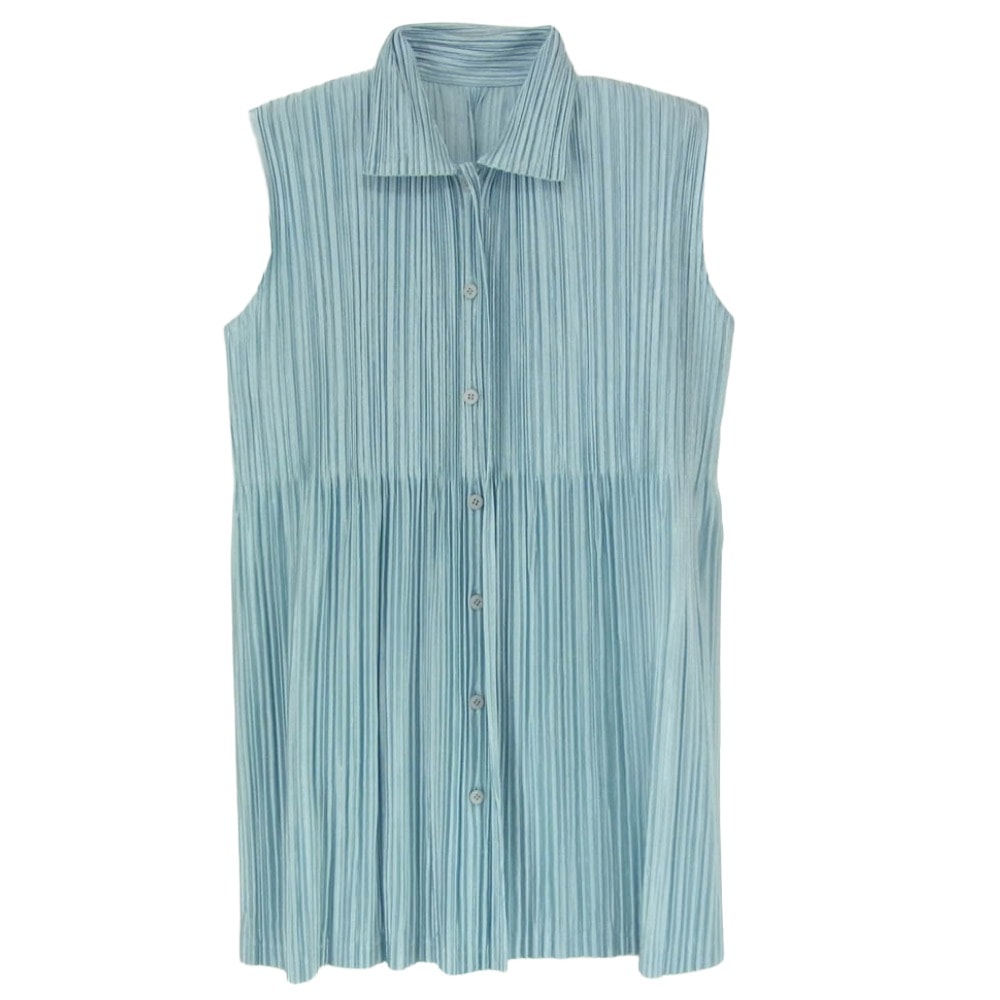 PLEATS PLEASE プリーツプリーズ イッセイミヤケ ワンピース PP41-JT185 ノースリーブ グラデーション ブラウス ワンピース ライトブルー系 3【中古】